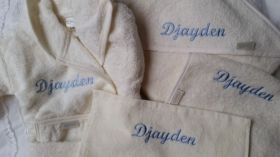 Borduren grote maat badjas achterkant